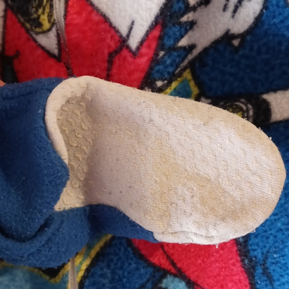 A) Power Ranger Red and Blue Kids Footie Pajamas - Picture 4 of 9